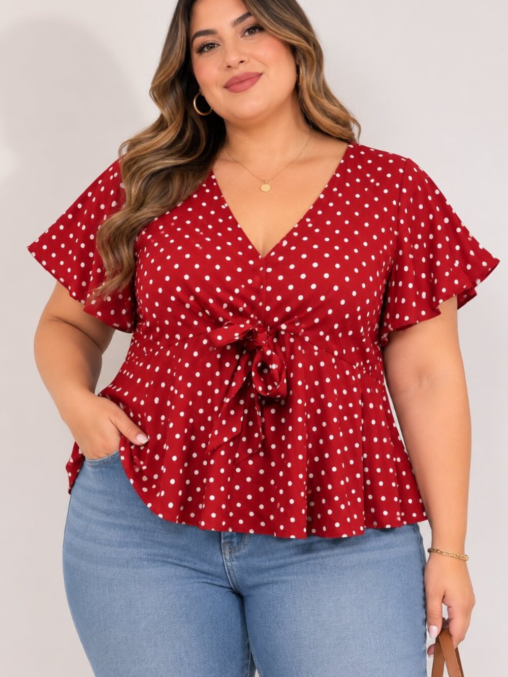 Cottagecore Polka Dot Peplum 3XL+ | Red White Coquette